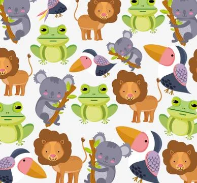 Cute animals pattern background Stock Illustration