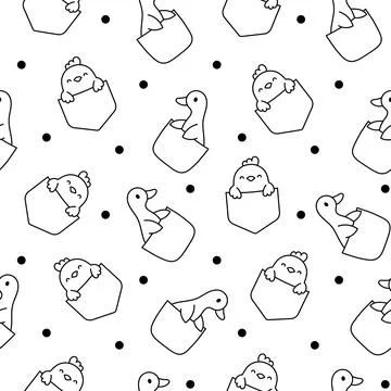 Cute animals in the pocket. Coloring Page. イラスト素材