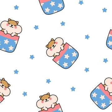 Cute animals in the pocket. Seamless pattern. Stock Illustration