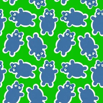 Cute animals seamless fluffy bears pattern for wrapping paper and kids Stock Illustration