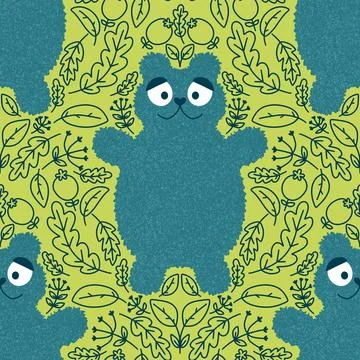 Cute animals seamless fluffy bears pattern for wrapping paper and kids Stock Illustration