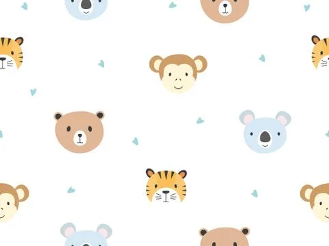 Cute animals seamless pattern background Stockillustratie