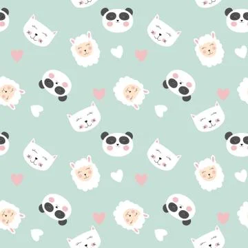 Cute animals seamless pattern background.  illustration Illustrazione stock