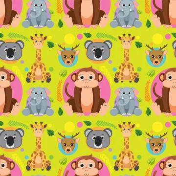 Cute animals seamless pattern 스톡 일러스트