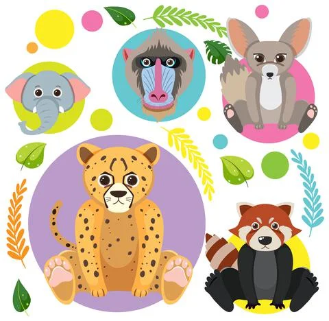 Cute animals seamless pattern Illustrazione stock