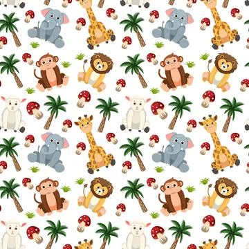 Cute animals seamless pattern Stock Illustration
