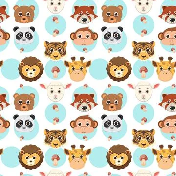 Cute animals seamless pattern Illustrazione stock