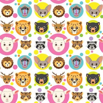 Cute animals seamless pattern Stock Illustration
