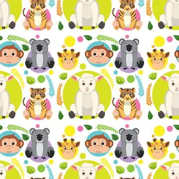Cute animals seamless pattern イラスト素材