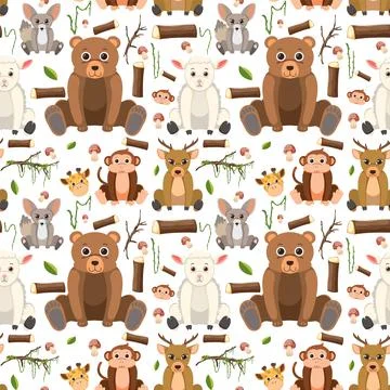 Cute animals seamless pattern Illustrazione stock