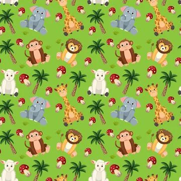 Cute animals seamless pattern 스톡 일러스트
