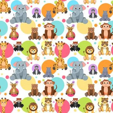 Cute animals seamless pattern Stock Illustration