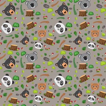 Cute animals seamless pattern 스톡 일러스트