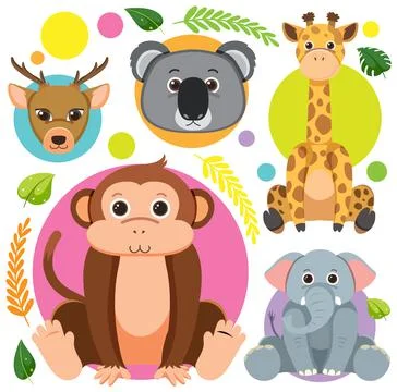 Cute animals seamless pattern 스톡 일러스트