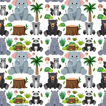 Cute animals seamless pattern イラスト素材