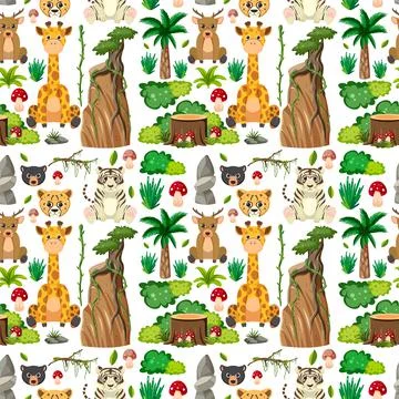 Cute animals seamless pattern Stockillustratie