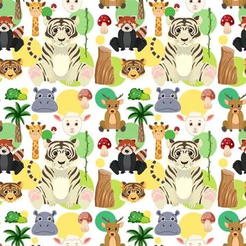 Cute animals seamless pattern Illustrazione stock