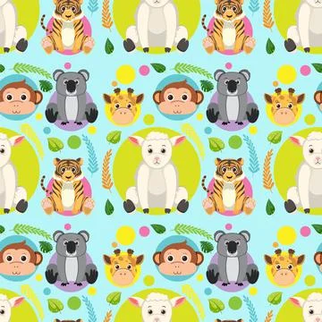 Cute animals seamless pattern 스톡 일러스트