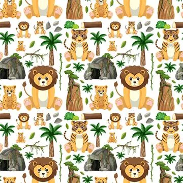Cute animals seamless pattern 스톡 일러스트