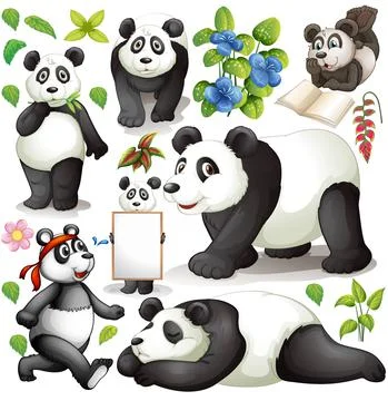 Cute animals set on white background Illustrazione stock