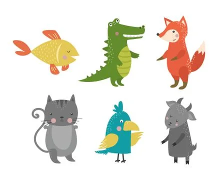 Cute animals vector character Stock Illustration