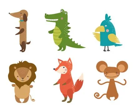 Cute animals vector character Stock Illustration