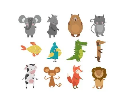 Cute animals vector character Stock Illustration