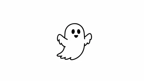 Cute Animated Ghost Floating Line Art Icon Video stock 342691612