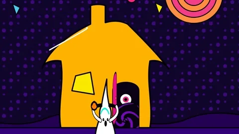 Cute Animated Ghost Trick Or Treating Getting Scared Stock Footage 341373105