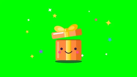 Cute Animated Gift Box Opening on Green Screen Video stock 348191600