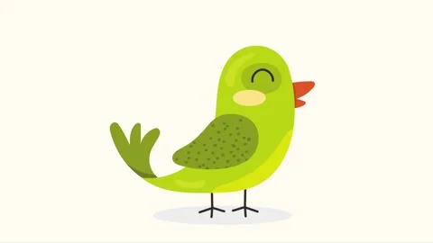 Cute animated green bird standing on legs and blinking. 스톡 동영상 334540705