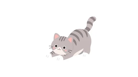 Cute Animated Kitten Icon Motion Graphic for Mobile Apps and Creative UI Design Stock Footage 345930857