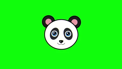 Cute Animated Panda Face on Green Screen Background 4K Video Stockbeeldmateriaal 333599003