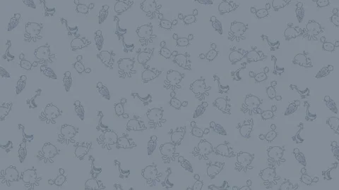 Cute animated seamless pattern with various hand-drawn animal outlines on a.. Stock-Footage 333488901