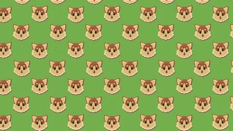 A cute animation of the face of a fox (a repeated pattern, floating to the Stock Footage 118690717