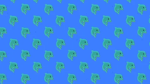 A cute animation: a jumping dolphin (a repeated pattern, floating to the Video stock 119070539