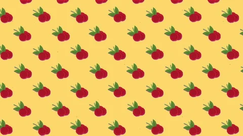 A cute animation: a repeated pattern of red ripe cherries, floating Stock Footage 117315675