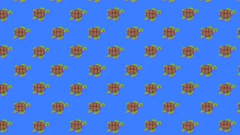 A cute animation: a turtle (a repeated pattern, floating to the upper left Stock Footage 118969042