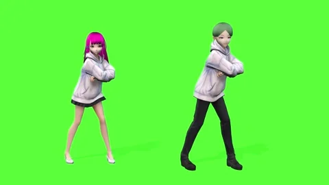 Cute Anime Couple Dance Performance Stock Footage 320598193