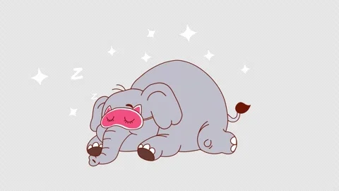 Cute Anime Elephant Sleeping with Eye Mask Loop Animation 库存影片 313879117