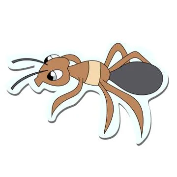 Cute ant sticker. stock vector illustration Stock Illustration