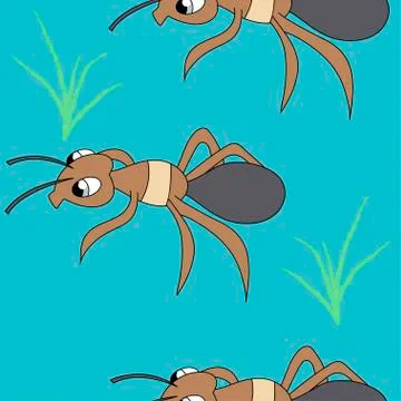 Cute ants. seamless stock vector pattern Stock Illustration