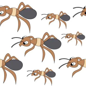 Cute ants. seamless stock vector pattern Stock Illustration