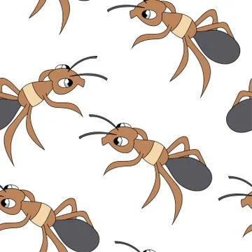 Cute ants. Seamless vector pattern Stock Illustration