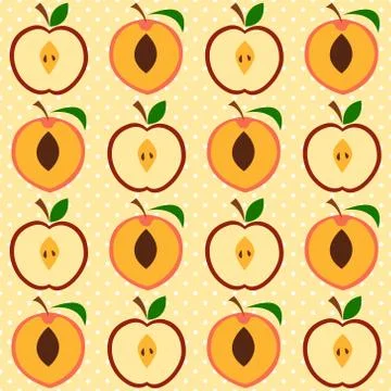 Cute apple and peach pattern Stock Illustration