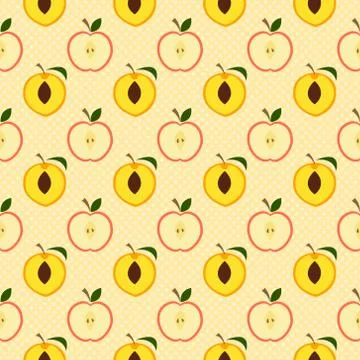 Cute apple and peach pattern Stock Illustration