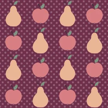 Cute apple and pear pattern Stock Illustration