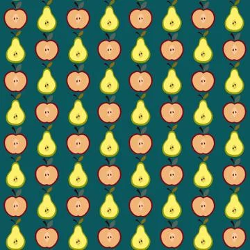 Cute apple and pear pattern Stock Illustration