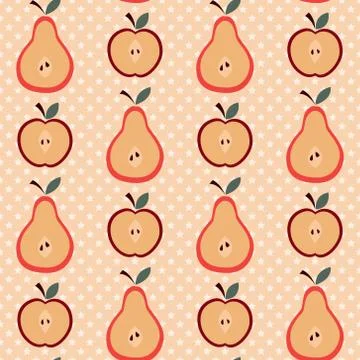 Cute apple and pear pattern Stock Illustration