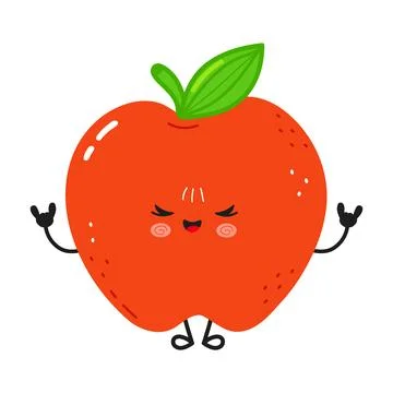 Cute apple cartoon character doing rock gesture Stock Illustration